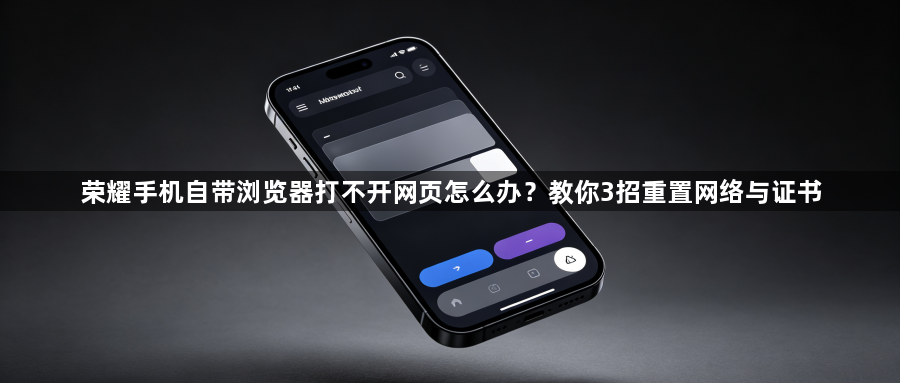 荣耀手机自带浏览器打不开网页怎么办？教你3招重置网络与证书1